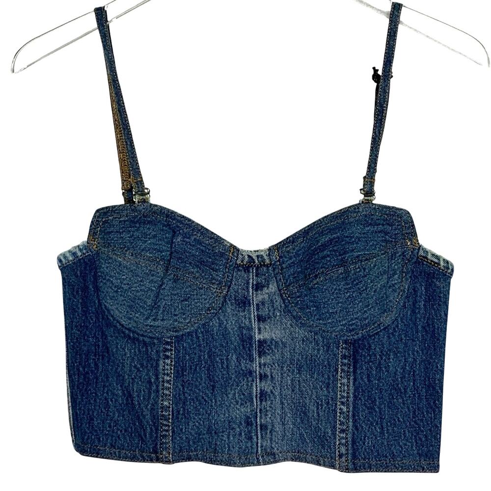 Re/Done x Levis Vintage Reworked Denim Bustier Corset Top S NEW Reworked